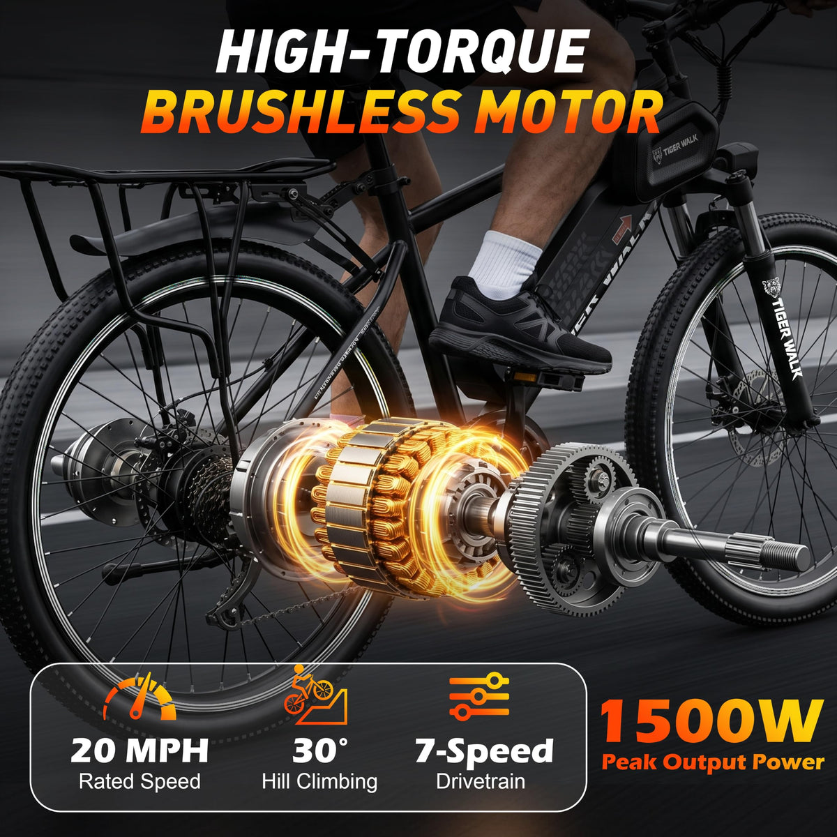 26" Electric Mountain Bike 48V 10Ah 7-Speed O326