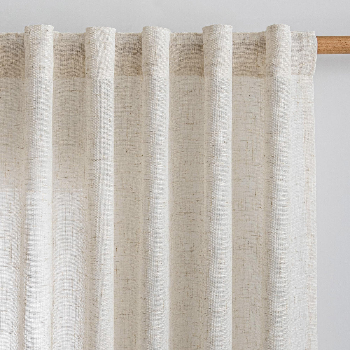 90 Inches Long Semi Sheer Linen Curtains, 2 Panels N322