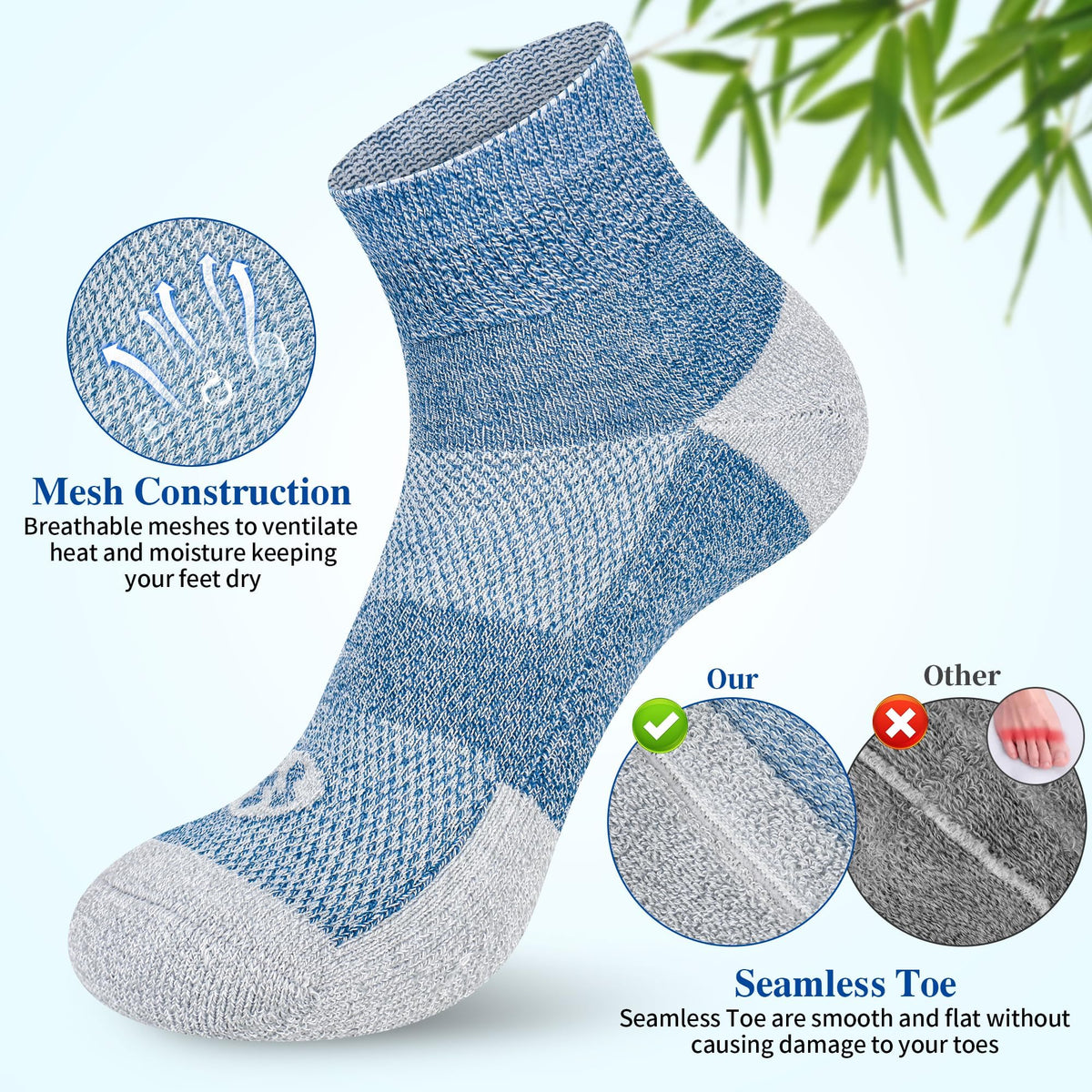 Diabetic Socks for Men, 12 Pairs Ankle & Low Cut Size 9-15 G81857