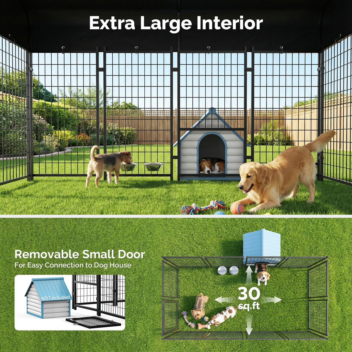8x4x6FT Outdoor Dog Kennel with Roof N13958
