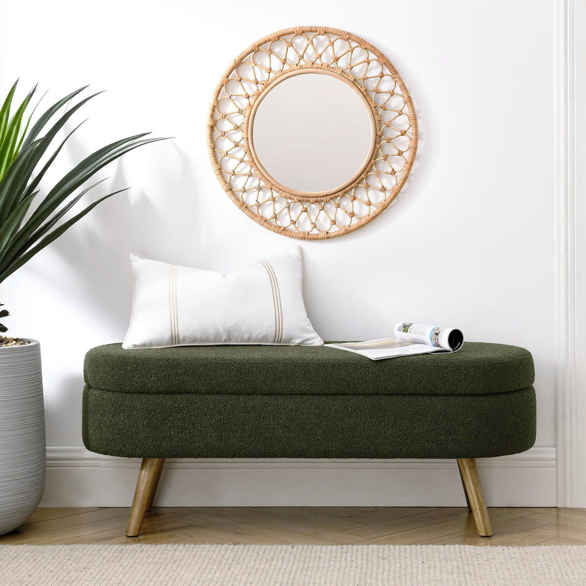 Oval Storage Bench with Rubber Wood Legs K586750