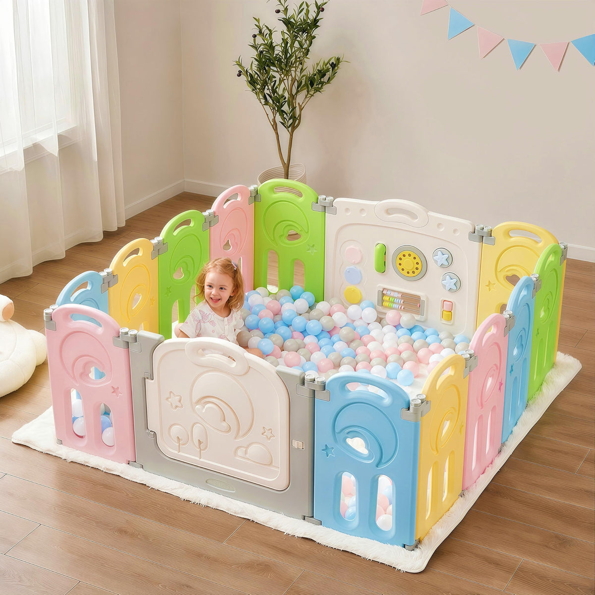 Large 14-Panel Baby Playpen T392