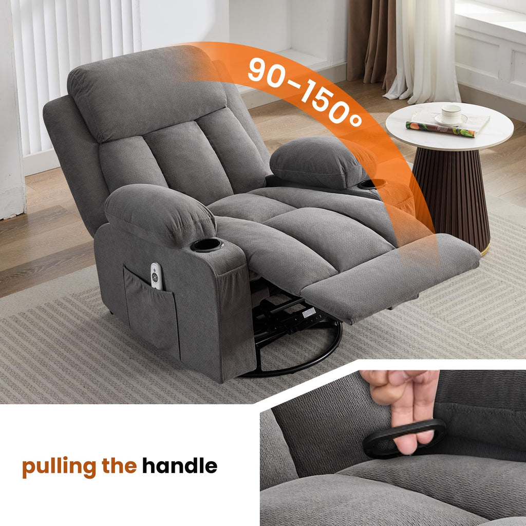 Swivel Rocker Recliner Chair with Massage and Heat F8621