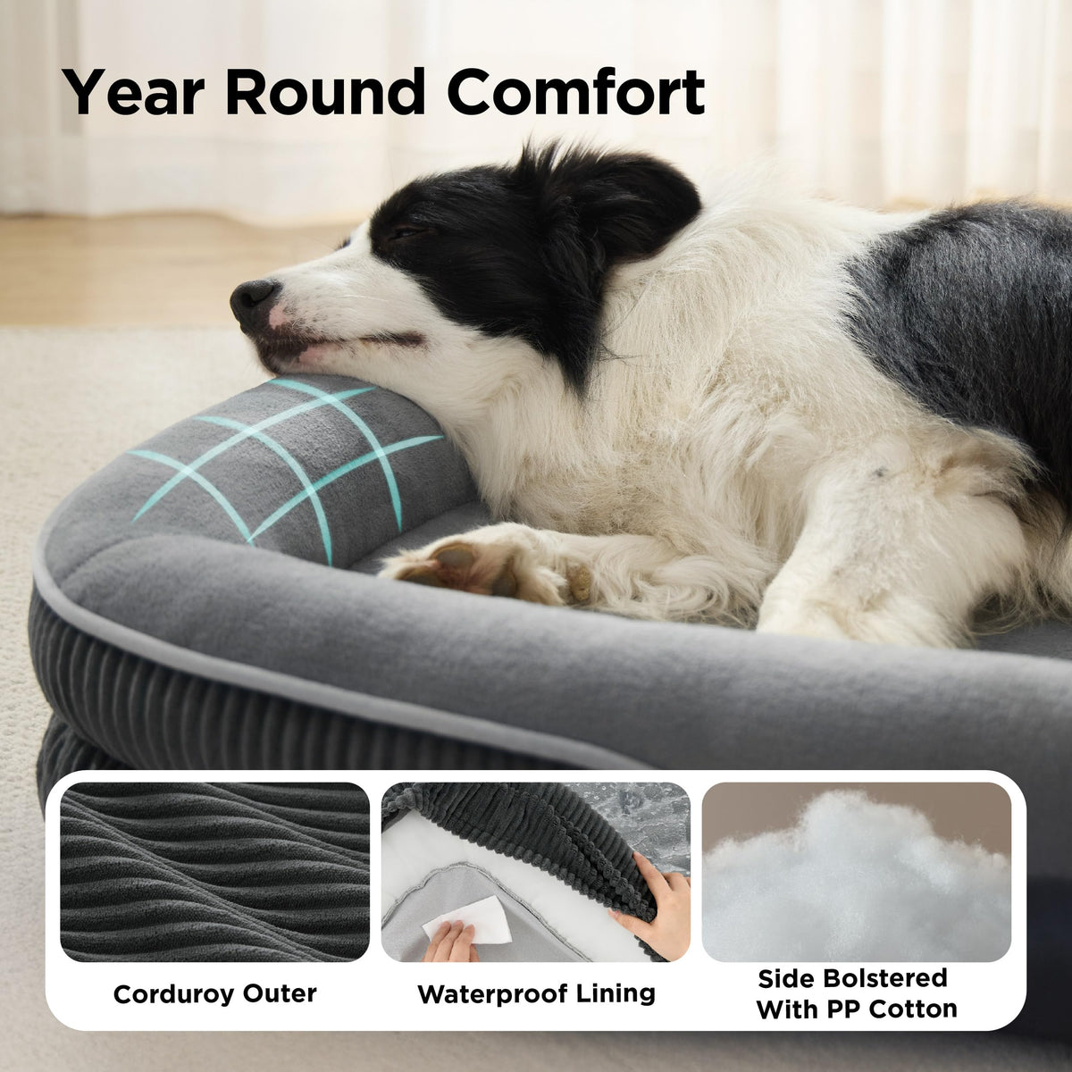 Oval Orthopedic Dog Bed 35" Grey N567945